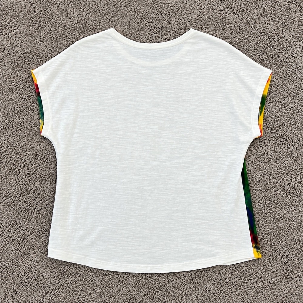 Investments Petites Multi Color Abstract Beaded Cotton Slub Top PM NEW - Picture 4 of 7